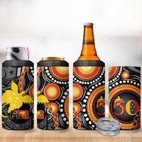 Celebrating 50 Years Papua New Guinea 4 in 1 Can Cooler Tumbler Aboriginal Mix Papuan Pattern LT14 - Polynesian Pride