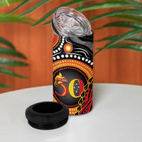 Celebrating 50 Years Papua New Guinea 4 in 1 Can Cooler Tumbler Aboriginal Mix Papuan Pattern LT14 - Polynesian Pride