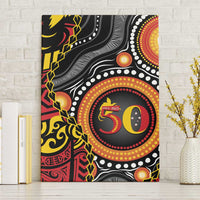 Celebrating 50 Years Papua New Guinea Canvas Wall Art Aboriginal Mix Papuan Pattern LT14 Without Frame Red - Polynesian Pride