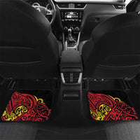 Celebrating 50 Years Papua New Guinea Car Mats Aboriginal Mix Papuan Pattern LT14 Set 2pcs - Back Red - Polynesian Pride