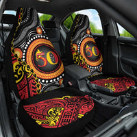 Celebrating 50 Years Papua New Guinea Car Seat Cover Aboriginal Mix Papuan Pattern - Polynesian Pride