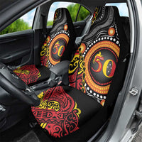 Celebrating 50 Years Papua New Guinea Car Seat Cover Aboriginal Mix Papuan Pattern - Polynesian Pride