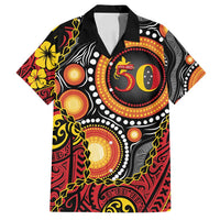 Celebrating 50 Years Papua New Guinea Family Matching Off Shoulder Maxi Dress and Hawaiian Shirt Aboriginal Mix Papuan Pattern - Polynesian Pride