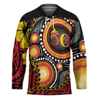 Celebrating 50 Years Papua New Guinea Hockey Jersey Aboriginal Mix Papuan Pattern LT14 Unisex Red - Polynesian Pride