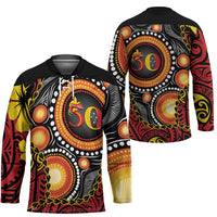 Celebrating 50 Years Papua New Guinea Hockey Jersey Aboriginal Mix Papuan Pattern LT14 - Polynesian Pride