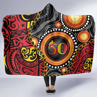 Celebrating 50 Years Papua New Guinea Hooded Blanket Aboriginal Mix Papuan Pattern LT14 One Size Red - Polynesian Pride