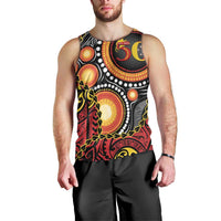 Celebrating 50 Years Papua New Guinea Men Tank Top Aboriginal Mix Papuan Pattern LT14 - Polynesian Pride