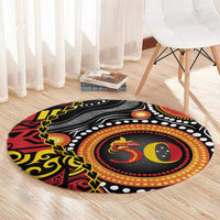 Celebrating 50 Years Papua New Guinea Round Carpet Aboriginal Mix Papuan Pattern - Polynesian Pride