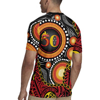 Celebrating 50 Years Papua New Guinea Rugby Jersey Aboriginal Mix Papuan Pattern LT14 - Polynesian Pride
