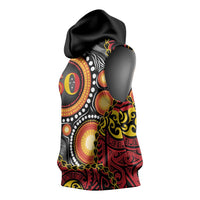 Celebrating 50 Years Papua New Guinea Sleeveless Hoodie Aboriginal Mix Papuan Pattern - Polynesian Pride