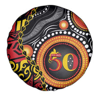 Celebrating 50 Years Papua New Guinea Spare Tire Cover Aboriginal Mix Papuan Pattern - Polynesian Pride