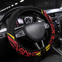 Celebrating 50 Years Papua New Guinea Steering Wheel Cover Aboriginal Mix Papuan Pattern LT14 Universal Fit Red - Polynesian Pride