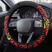 Celebrating 50 Years Papua New Guinea Steering Wheel Cover Aboriginal Mix Papuan Pattern LT14 - Polynesian Pride