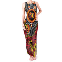 Celebrating 50 Years Papua New Guinea Tank Maxi Dress Aboriginal Mix Papuan Pattern LT14 Women Red - Polynesian Pride