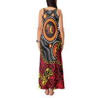 Celebrating 50 Years Papua New Guinea Tank Maxi Dress Aboriginal Mix Papuan Pattern LT14 - Polynesian Pride