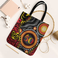 Celebrating 50 Years Papua New Guinea Tote Bag Aboriginal Mix Papuan Pattern - Polynesian Pride