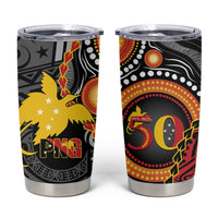 Celebrating 50 Years Papua New Guinea Tumbler Cup Aboriginal Mix Papuan Pattern - Polynesian Pride