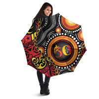 Celebrating 50 Years Papua New Guinea Umbrella Aboriginal Mix Papuan Pattern - Polynesian Pride