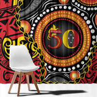 Celebrating 50 Years Papua New Guinea Window Curtain Aboriginal Mix Papuan Pattern - Polynesian Pride