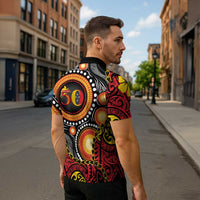 Celebrating 50 Years Papua New Guinea Zipper Polo Shirt Aboriginal Mix Papuan Pattern LT14 - Polynesian Pride