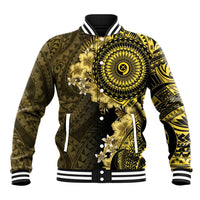 Vanuatu Baseball Jacket Hibisus Polynesian Pattern Gold LT14 Unisex Gold - Polynesian Pride