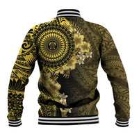 Vanuatu Baseball Jacket Hibisus Polynesian Pattern Gold LT14 - Polynesian Pride