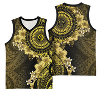 Vanuatu Basketball Jersey Hibisus Polynesian Pattern Gold LT14 - Polynesian Pride