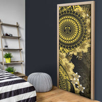 Vanuatu Door Cover Hibisus Polynesian Pattern Gold LT14 - Polynesian Pride