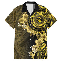 Vanuatu Family Matching Short Sleeve Bodycon Dress and Hawaiian Shirt Hibisus Polynesian Pattern Gold LT14 Dad's Shirt - Short Sleeve Gold - Polynesian Pride