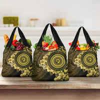 Vanuatu Grocery Bag Hibisus Polynesian Pattern Gold - Polynesian Pride