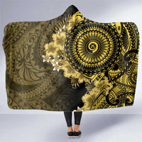 Vanuatu Hooded Blanket Hibisus Polynesian Pattern Gold LT14 One Size Gold - Polynesian Pride