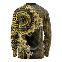 Vanuatu Long Sleeve Shirt Hibisus Polynesian Pattern Gold LT14 - Polynesian Pride