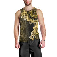 Vanuatu Men Tank Top Hibisus Polynesian Pattern Gold LT14 - Polynesian Pride