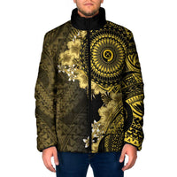 Vanuatu Padded Jacket Hibisus Polynesian Pattern Gold LT14 Men Gold - Polynesian Pride