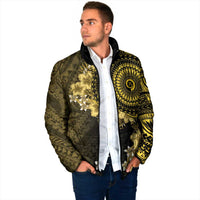 Vanuatu Padded Jacket Hibisus Polynesian Pattern Gold LT14 - Polynesian Pride