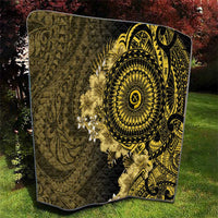 Vanuatu Quilt Hibisus Polynesian Pattern Gold - Polynesian Pride