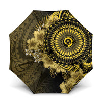 Vanuatu Umbrella Hibisus Polynesian Pattern Gold LT14 One Size Folded 11.42 inch Opened Diameter 37.4 inch Gold - Polynesian Pride