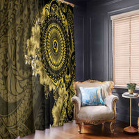 Vanuatu Window Curtain Hibisus Polynesian Pattern Gold - Polynesian Pride
