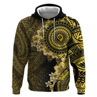 Vanuatu Zip Hoodie Hibisus Polynesian Pattern Gold - Polynesian Pride