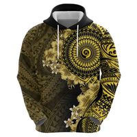 Vanuatu Zip Hoodie Hibisus Polynesian Pattern Gold - Polynesian Pride