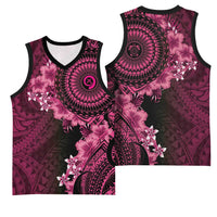 Vanuatu Basketball Jersey Hibisus Polynesian Pattern Pink LT14 - Polynesian Pride
