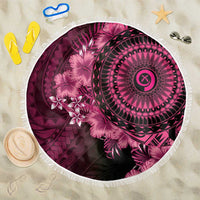 Vanuatu Beach Blanket Hibisus Polynesian Pattern Pink LT14 One Size 150cm Pink - Polynesian Pride