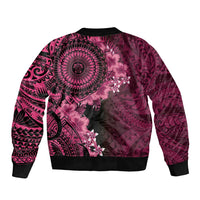 Vanuatu Bomber Jacket Hibisus Polynesian Pattern Pink - Polynesian Pride