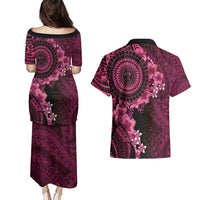 Vanuatu Couples Matching Puletasi and Hawaiian Shirt Hibisus Polynesian Pattern Pink LT14 - Polynesian Pride