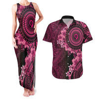 Vanuatu Couples Matching Tank Maxi Dress and Hawaiian Shirt Hibisus Polynesian Pattern Pink LT14 Pink - Polynesian Pride