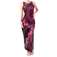 Vanuatu Family Matching Tank Maxi Dress and Hawaiian Shirt Hibisus Polynesian Pattern Pink LT14 Mom's Dress Pink - Polynesian Pride