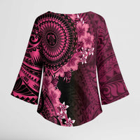 Vanuatu Kimono Sleeve Blouse Hibisus Polynesian Pattern Pink LT14 - Polynesian Pride