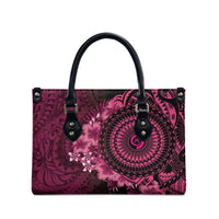 Vanuatu Leather Bag Hibisus Polynesian Pattern Pink - Polynesian Pride