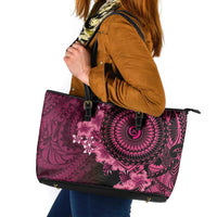 Vanuatu Leather Tote Bag Hibisus Polynesian Pattern Pink LT14 Pink - Polynesian Pride