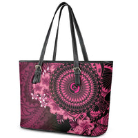 Vanuatu Leather Tote Bag Hibisus Polynesian Pattern Pink LT14 - Polynesian Pride